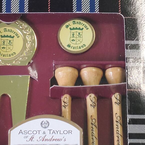 Ascot & Taylor Of St Andrews Divot Repair Tool New Tees Marker Gold Plated Set - Picture 8 of 13